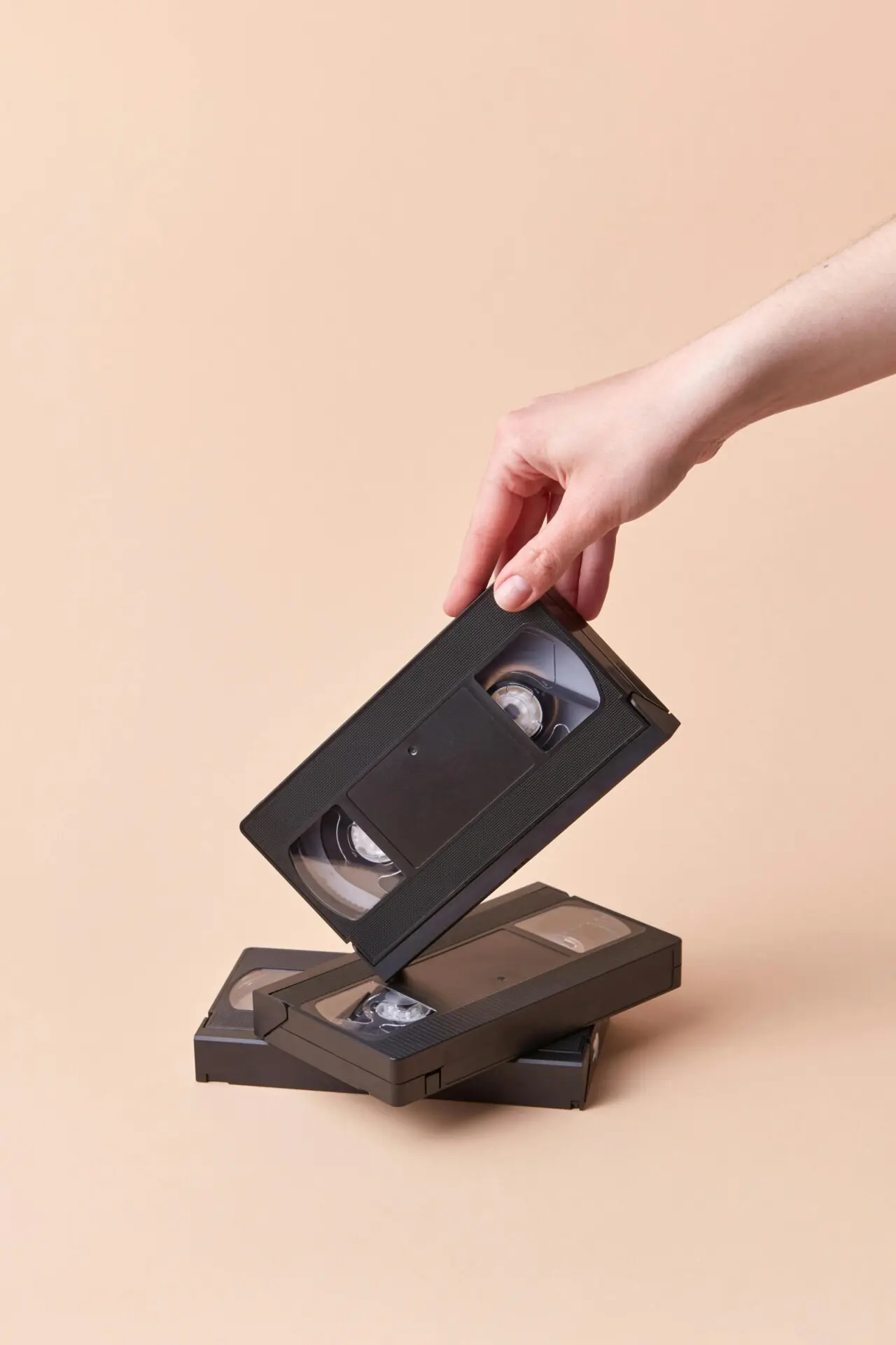 VHS video tapes ready for transfer to USB and DVD